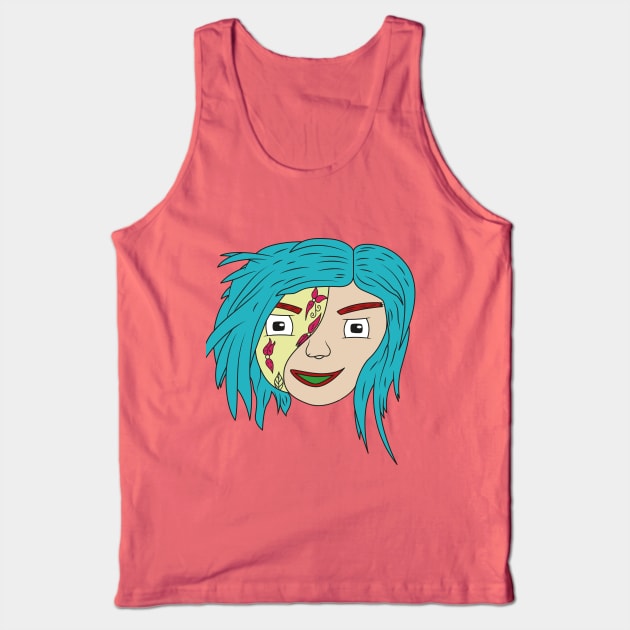 Green Short Hair Don't Care Tank Top by Bright by Me